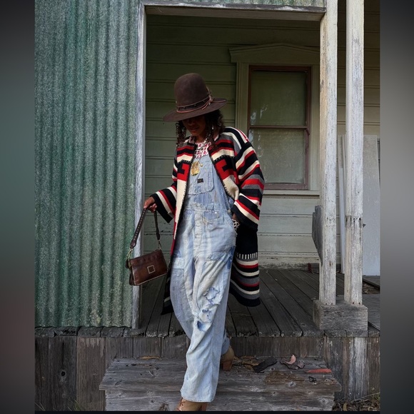 Dickies Hickory Stripe Railroad Overalls denim unisex Medium 34x34 - Picture 6 of 14